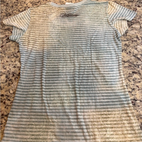 Harley-Davidson Striped Floral Short Sleeve Tee - Gray and Brown - Picture 4 of 5